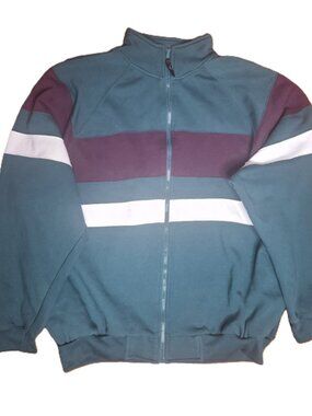 Winners Vintage 1990s Colorblock Zip Track Sweatshirt, Hunter Green & Purple, XL
